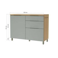 Módulo Cozinha Nesher Marquesa 1Pta 3Gavs 120cm Greige Nesher
