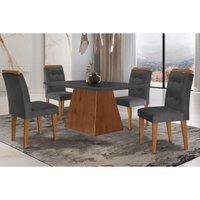 Mesa Cozinha Luna 120 + 4 Cad Imperatriz Imbu/Grafite Rufato