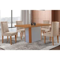 Mesa Cozinha Pietá 180 + 4 Cad Dafne Naturale/Creme Rufato