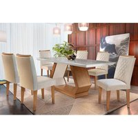 Mesa Cozinha Alvorada 180 + 6 Cad Jade Capuccino Rufato