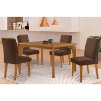 Mesa Cozinha Londrina 120 + 4 Cad Dakota Naturale Rufato