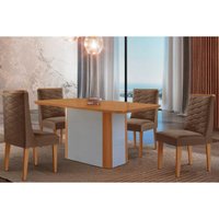 Mesa Cozinha Pietá 120 + 4 Cad Dafne Naturale/Marrom Rufato