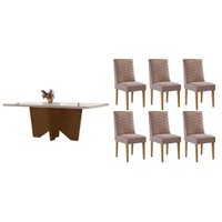 Mesa Cozinha Nevada 180 + 6 Cad Maldivas Naturale Rufato