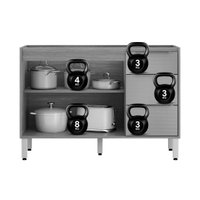 Gabinete p/ Pia Cozinha Plena 2 Ptas 3Gav s/Tampo 120cm Nude Demóbile