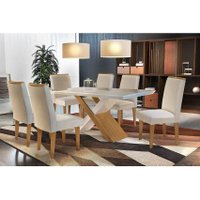 Mesa Cozinha Imperatriz 180 + 6 Cad Lunara Capuccino Rufato