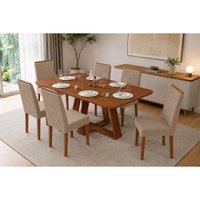 Mesa Cozinha Celeste 170 + 6 Cad Nara Bege DJ Móveis