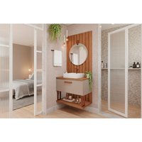 Balcão p/ Banheiro c/Esp Duna/Lua 80cm Cappuccino/Freijo MGM