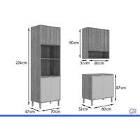 Kit Cozinha 3 Peças Divina C3P67 Cinamomo/Titanium MGM