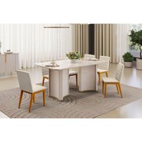 Mesa Cozinha Liz 180 + 6 Cad Sofia Off White DJ Móveis