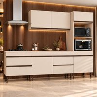 Armário de Cozinha Modulada Completa 251,5cm 4 Peças Milano Multimóveis MP2376 - Vanilla