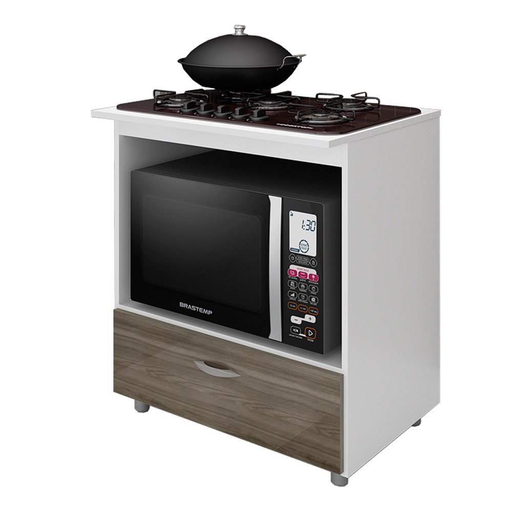 Balcão para Cooktop 5 Bocas e Forno/Microondas Completa Móveis BL150