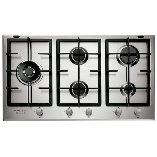 Cooktop 5 Bocas Brastemp Inox – Gourmand – Gás 220v – Bdk90drbna