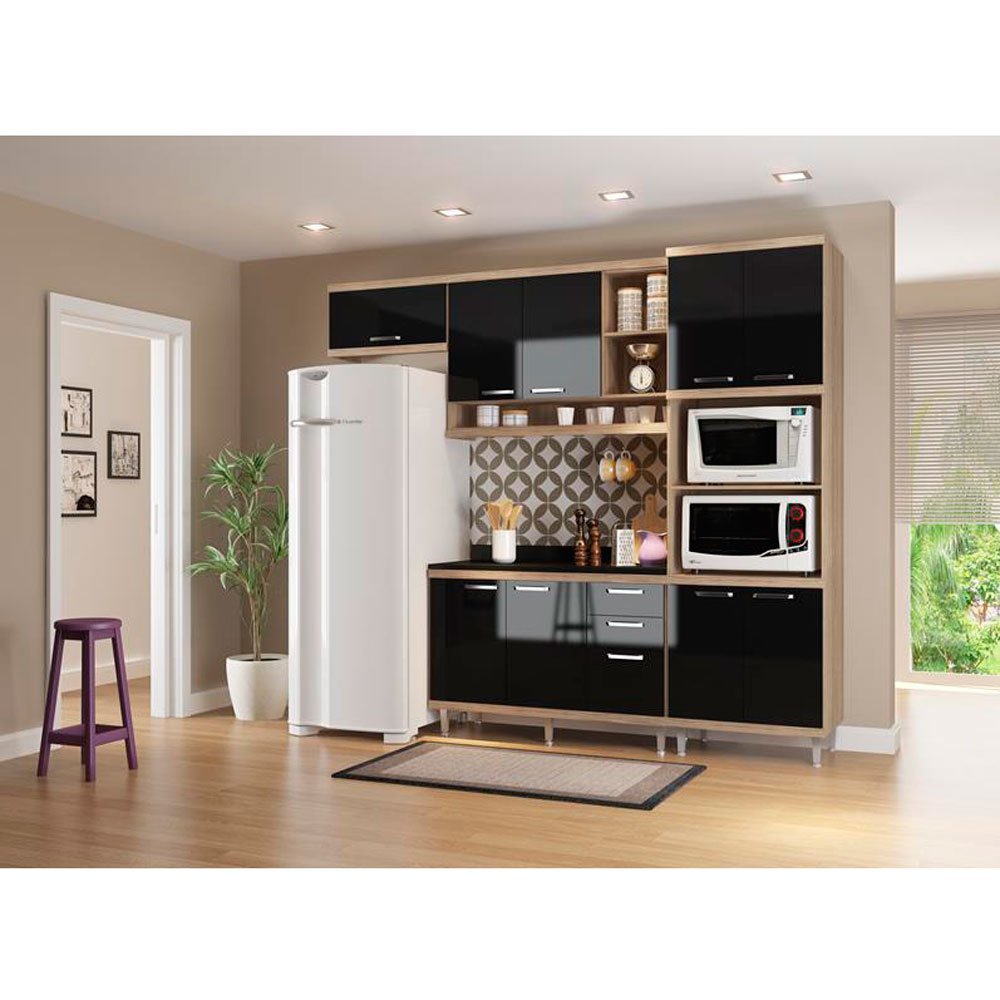 Cozinha Compacta Multim Veis Sic Lia Com Tampo 9 Portas 3 Gavetas Cozinha Compacta Multim Veis Sic Lia Com Tampo 9 Portas 3 Gavetas