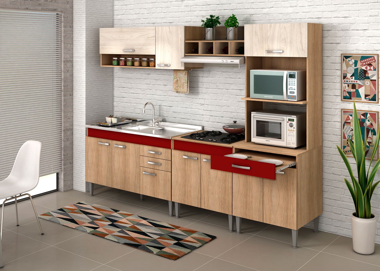 Cozinha Compacta Sem Tampo Fellicci Classic 10 Portas 2 Gavetas Cozinha Compacta Sem Tampo Fellicci Classic 10 Portas 2 Gavetas