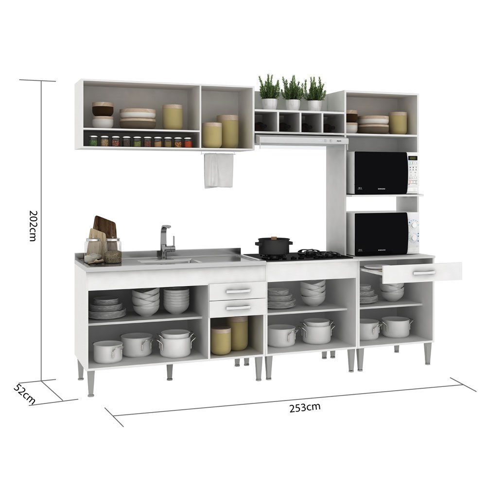 Cozinha Compacta Sem Tampo Fellicci Classic 10 Portas 2 Gavetas Cozinha Compacta Sem Tampo Fellicci Classic 10 Portas 2 Gavetas