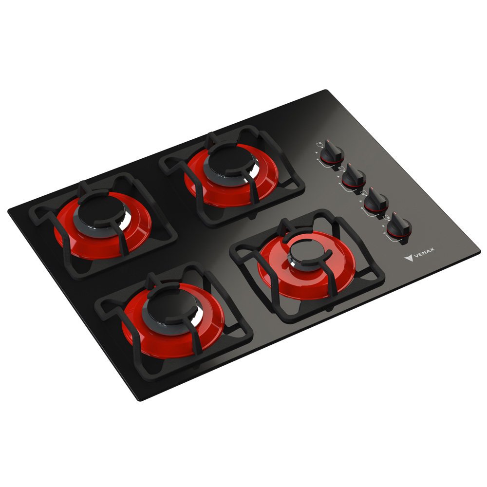 Cooktop 4 Bocas a Gás Venax Arena, Vermelho ACT440 Colombo