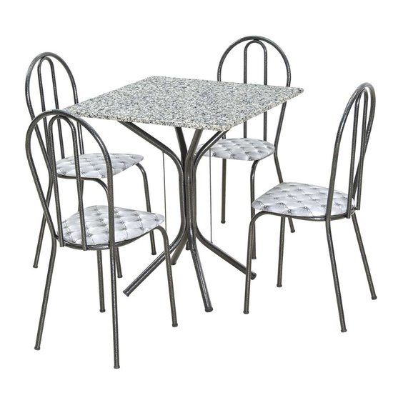 Conjunto Mesa Quadrada com Tampo em Granito e 4 Cadeiras Artefamol Thais