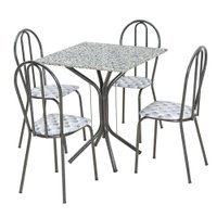 Conjunto Mesa Quadrada com Tampo em Granito e 4 Cadeiras Artefamol Thais