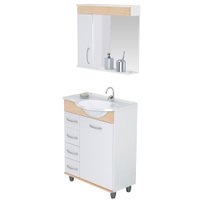 Balcão com Armário Aéreo para Banheiro Rorato Viena 60 cm, com Espelho e Cuba