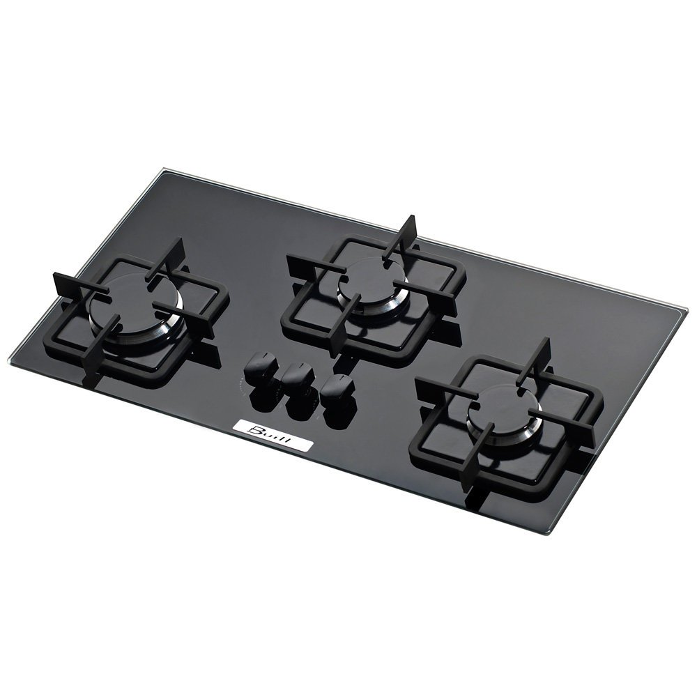 Cooktop 3 Bocas a Gás Built Slim, Mesa de Vidro Temperado, Preto BLT