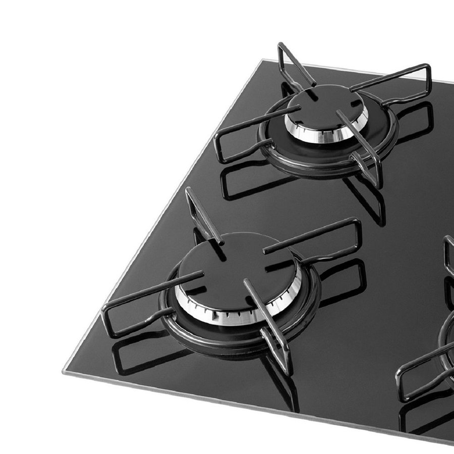 Cooktop 4 Bocas a Gás Built Soft, Mesa de Vidro Temperado, Preto BLT