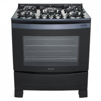 Fogao a Gas de Piso Mueller Decorato Vetro, 5 Bocas, Tripla Chama, Preto