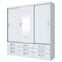 Guarda-Roupa / Roupeiro Henn Uran, 3 Portas de Correr, 9 Gavetas, Espelho - D115