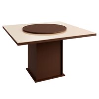 Mesa Quadrada com Tampo de Vidro e Tampo Giratório Zamarchi - 129