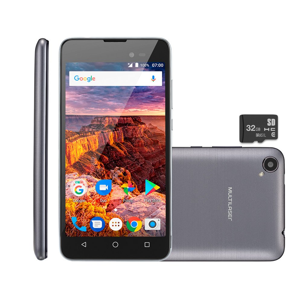 Smartphone Multilaser MS50L 8GB + Micro SD 32GB, Cinza - P9090 - Colombo