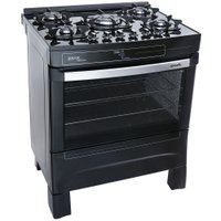 Fogão a Gás de Piso 5 Bocas Mueller Piacere Vetro Plus Stile, Preto