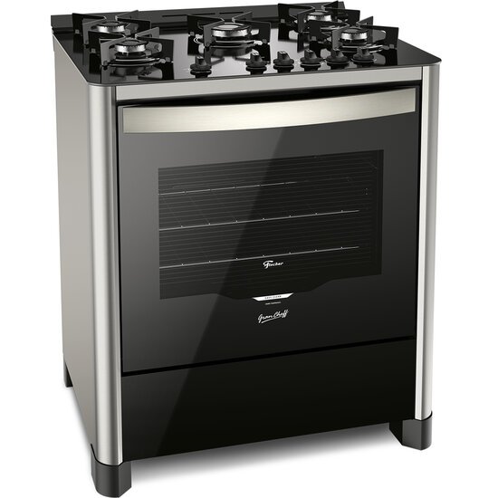Fogão 5 Bocas Fischer Gran Cheff Inox Mesa em Vidro - Bivolt - 26989-59777