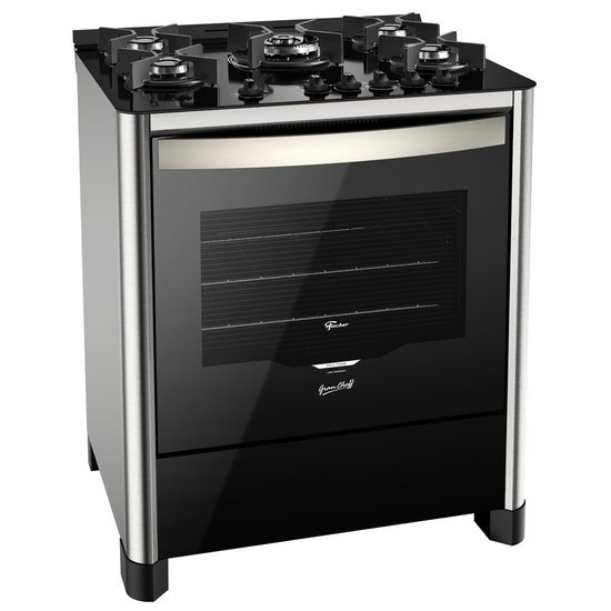 Fogão a Gás de Piso 5 Bocas Fischer Gran Cheff, com Grill Elétrico, Inox - 26988