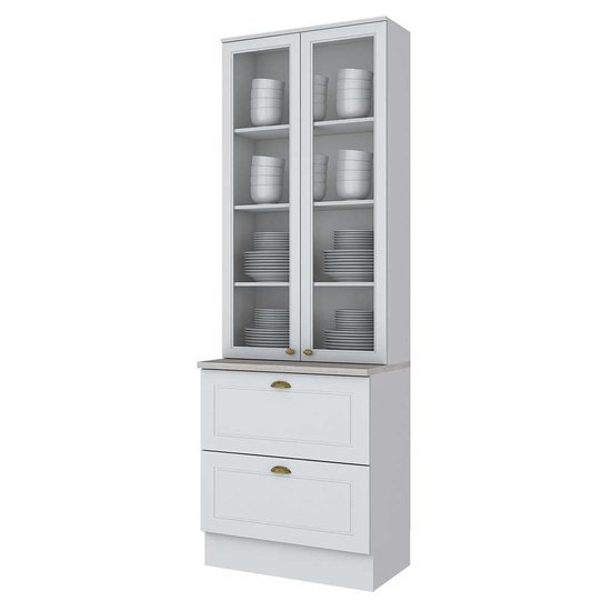 Cristaleira Henn Americana, 2 Portas com Vidro, 2 Gavetas - C357