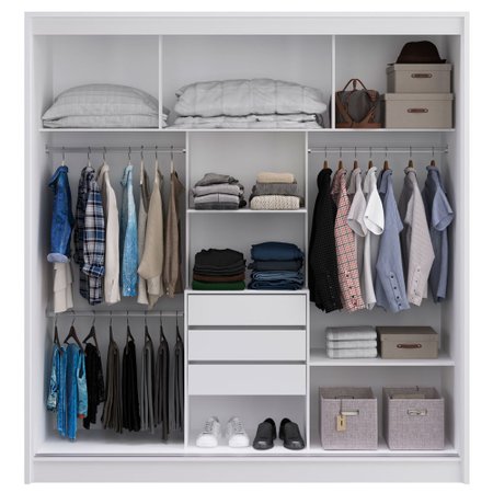 Guarda-Roupa / Roupeiro Decibal, 3 Portas de Correr, 3 Gavetas, Espelho - RP4330