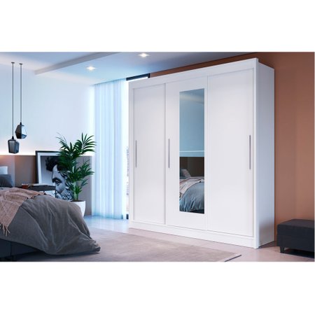 Guarda-Roupa / Roupeiro Decibal, 3 Portas de Correr, 3 Gavetas, Espelho - RP4330