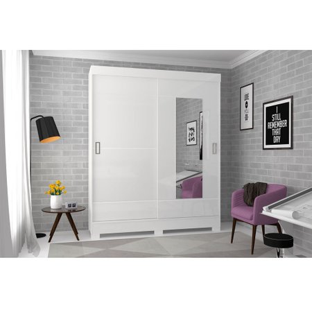 Guarda-Roupa / Roupeiro Henn, 2 Portas de Correr, 2 Gavetas, Espelho - B66