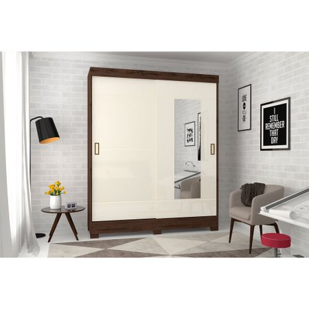 Guarda-Roupa / Roupeiro Henn, 2 Portas de Correr, 2 Gavetas, Espelho - B66