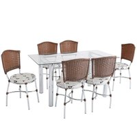 Conjunto de Mesa Retangular com 6 Cadeiras Unimóvel - 7727