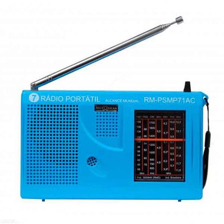 Radio Portatil Motobras, 7 Faixas, FM/AM/OC, Azul - RM-PSMP71/AC
