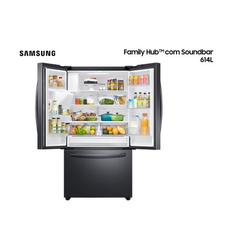 Geladeira Samsung F.F French Door Family Hub 614L com Soundbar- RF27T5501SG