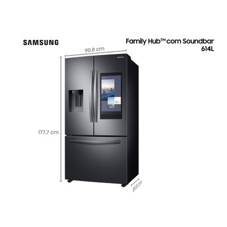 Geladeira Samsung F.F French Door Family Hub 614L com Soundbar- RF27T5501SG