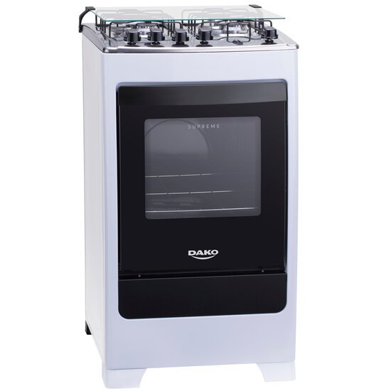 Fogão a Gás de Piso 4 Bocas Dako Supreme, Mesa de Inox, Branco
