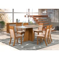 Conjunto Mesa Retangular Sevilha Granada com 6 Cadeiras Roma Viero - MDP/MDF