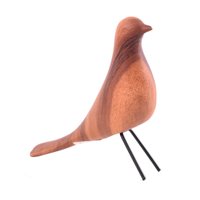 Escultura Decorativa Pássaro Mai Home em Cerâmica, 10 cm, Freijó - DPD01259