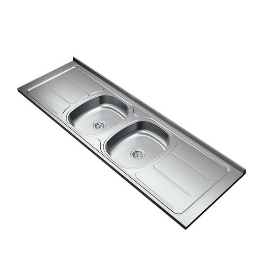 Pia de Cozinha em Inox com 2 Cubas, Sistema SEI, 160 cm, Ghel Plus - 30316