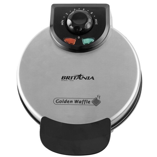 Máquina de Waffle Britânia Golden Waffle, 850 Watts, Chapas Antiaderentes