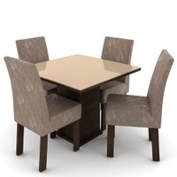 Conjunto Mesa com 4 Cadeiras Talismã New Ônix, Madeira de Eucalipto