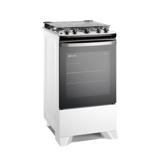 Fogão a Gás de Piso 4 Bocas Electrolux em Inox com VaporBake, Branco - FE4IB