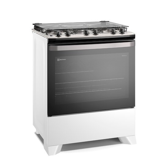 Fogão a Gás de Piso 5 Bocas Electrolux em Inox com VaporBake, Branco - FE5IB