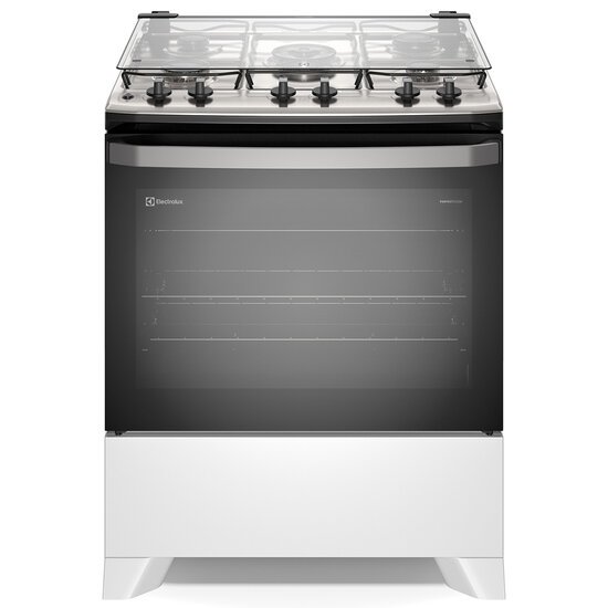 Fogão a Gás de Piso 5 Bocas Electrolux em Inox com VaporBake, Branco - FE5IB